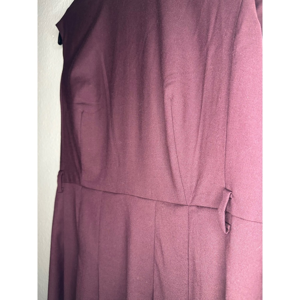 Ann Taylor Petite Pleated Sleeveless Sheath Midi Dress Burgundy Size‎ 4 - Picture 5 of 7